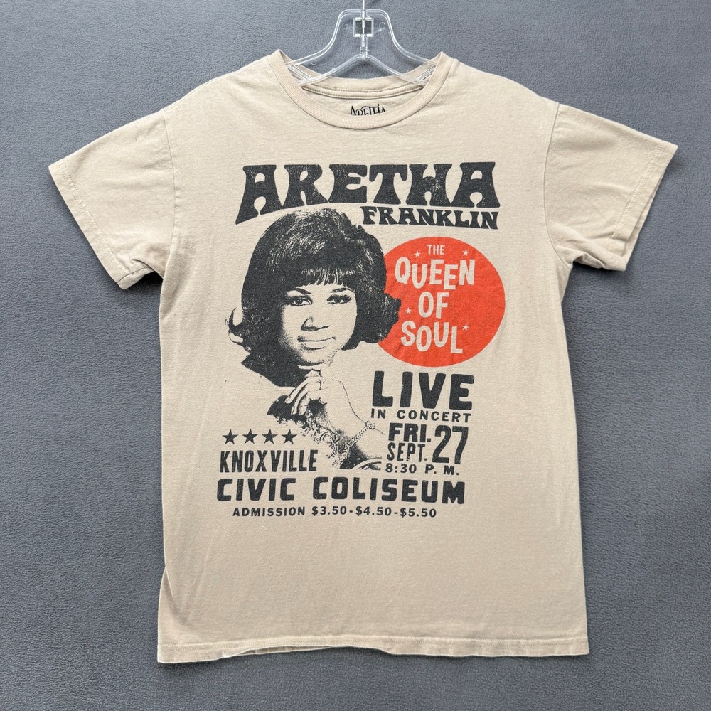 Aretha Franklin Tee S Queen of Soul Live Knoxville Civic Coliseum Graphic Tan